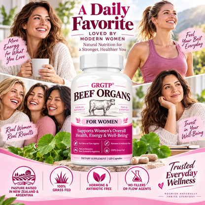 Beef Organs Supplement - Hormone Balance, Supports Women's Overall Health, Energy & Wellbeing, Promote Cellular Energy,Vitality