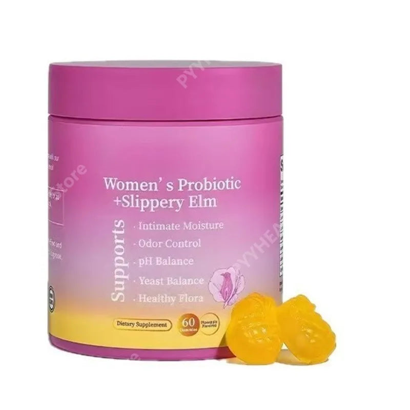 Feminine Wellness Probiotic Gummies with Slippery Elm PH Balance and Flora Support for Women Pineapple Flavor 60 Count
