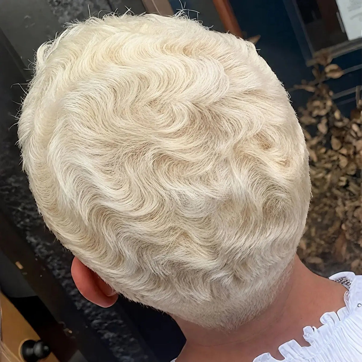  Stylish 60 Blonde Curly Human Hair Wig with Bangs Brazilian Remy Short Layered Natural Look Style Machine Made Wig for Women