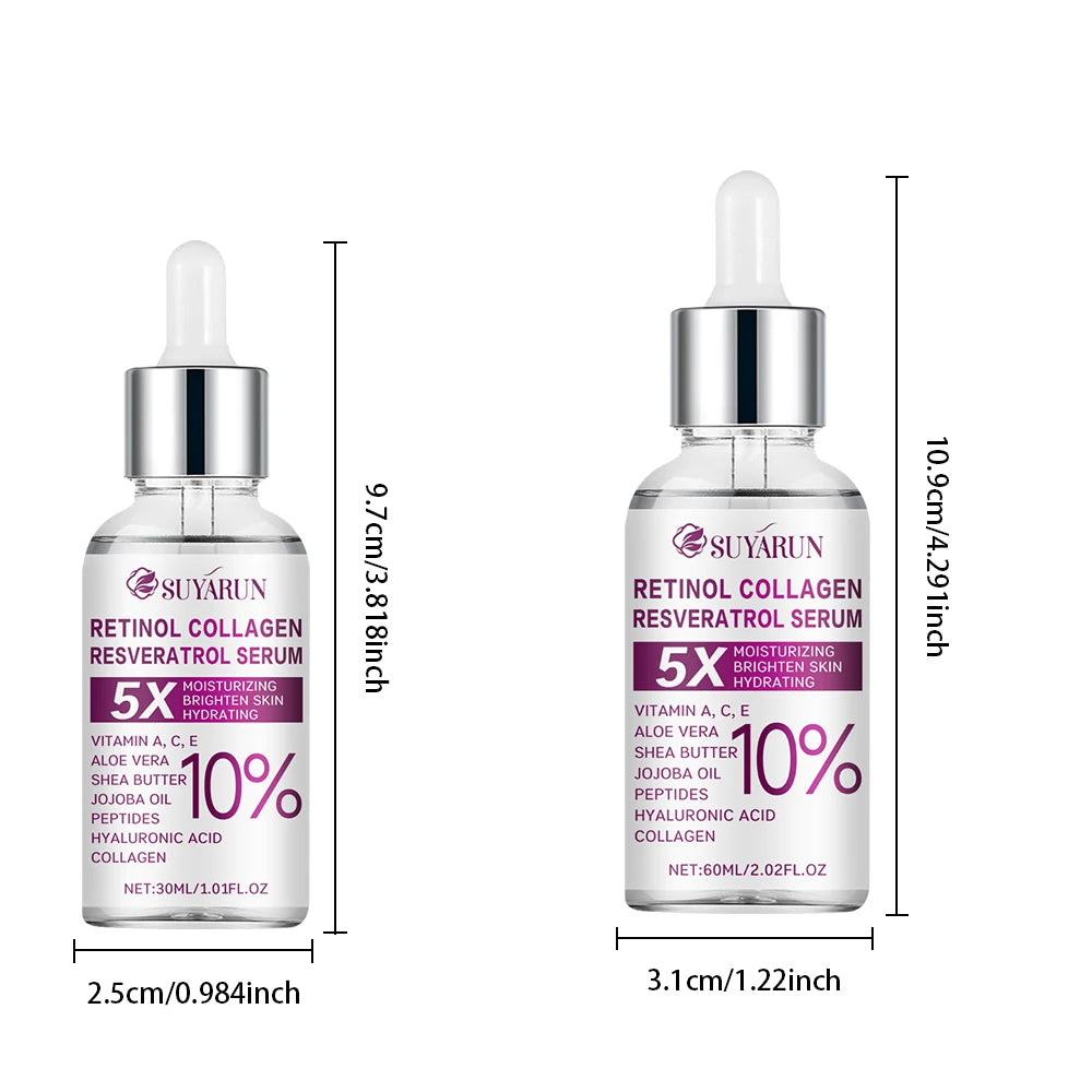 SUYARUN Retinol Resveratrol Facial Serum, Organic Brightening Moisturizer, Reduces Wrinkles & Dark Spots.