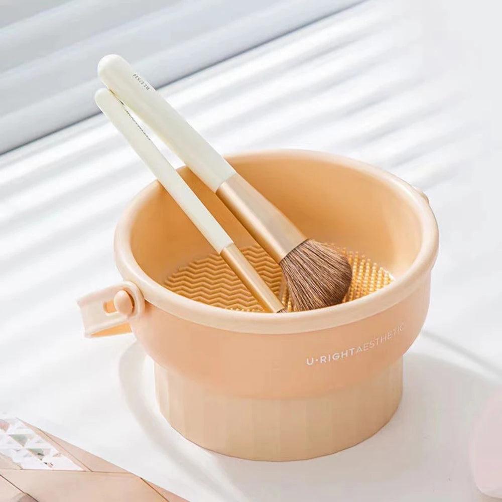 Makeup Brush Cleaning Bucket Washing And Drying Tools Beauty Makeup Powder Puff Cleaning Artifacts Drying Rack Storage Box