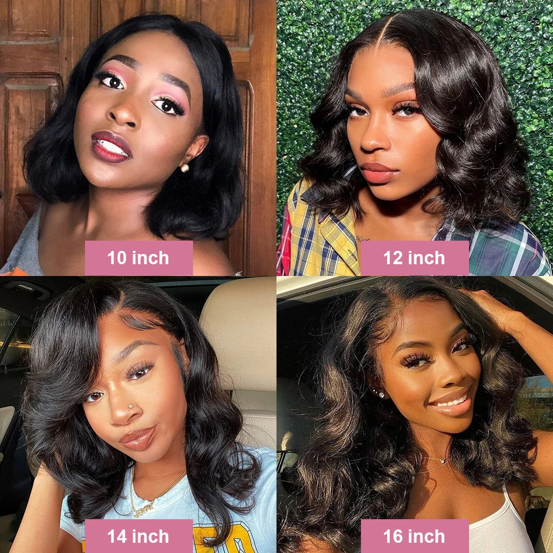 Loose Bouncy Wave Short Bob Wigs Raw Vietnamese Virgin Hair Side Part Body Wave Human Hair Lace Frontal Pre Cut 13x4 Hd Lace Wig