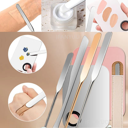 Stainless Steel Makeup Foundation Spatula Mixing Stick Powder Base Cream Mixing Tools Cosmetic Nail Gel Stirring Toner Plate Kit