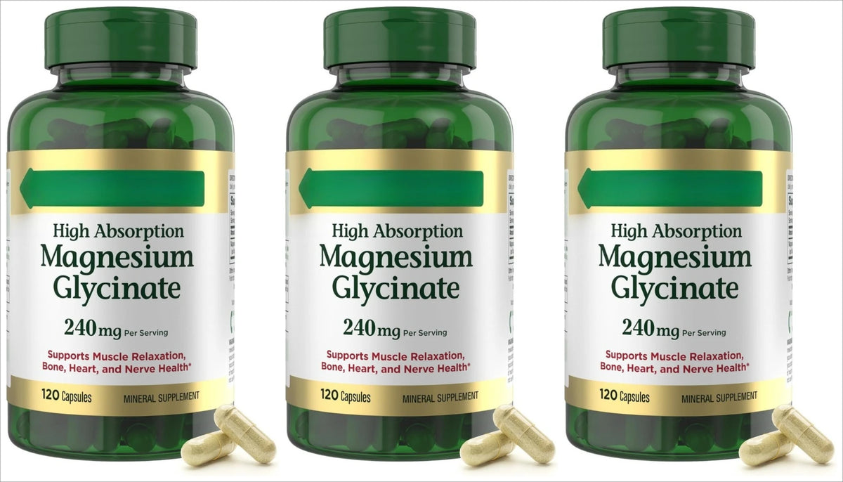 Magnesium Glycinate Capsules High Absorption Supports Muscle Relaxation Supports Bone Health 120 Capsules for Adults