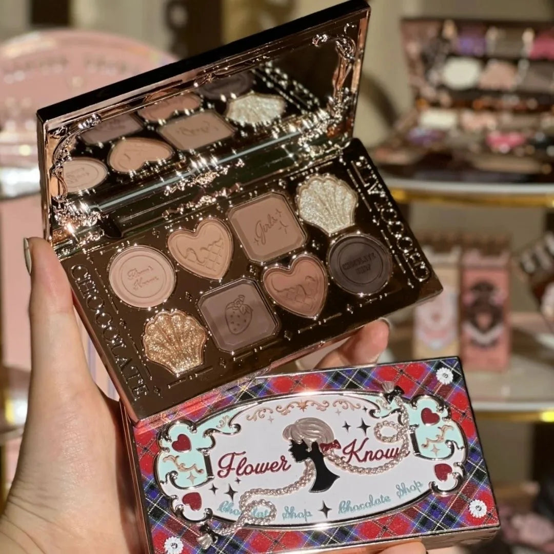 Flowerknows 6 Color Eye Shadow Palette Shell's Jewel Matte Pearl Metallic Glitter Eyeshadow Makeup Long-Wearing for Eyes
