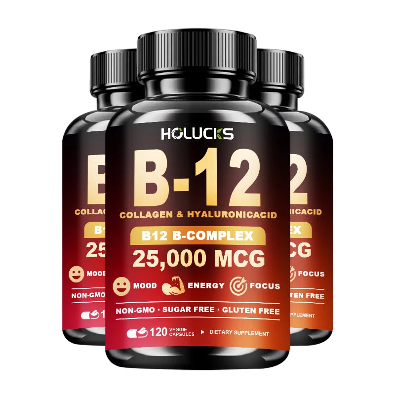 Vitamin B12 Capsules, with MSM, Marine Collagen, Support Mood & Mental Focus, Heart, Skin, Bone & Nervous System Health, Immune