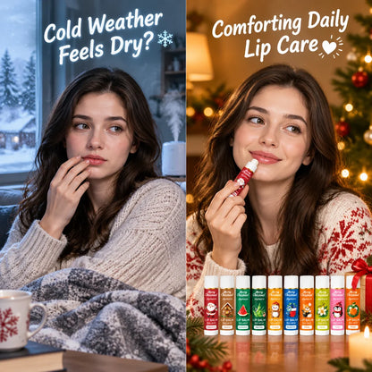 Christmas Lip Balm Set 10 Pack Fruit Flavored Moisturizing Gift Box for Chapped Lips Winter Care Women 50g Christmas Gift