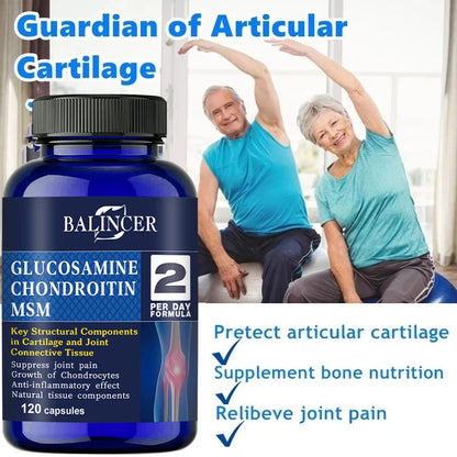 Glucosamine Chondroitin MSM - for Joint and Knee Health, Immune System, Non-GMO, 120 Capsules