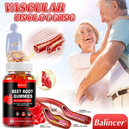 Potent Beetroot Gummies - Supports Blood Pressure and Circulation, Maintains Heart Health, Dietary Supplement, Boosts Immunity