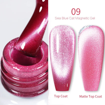 BORN PRETTY 10ml Rainbow Glass Cat Magnetic Nail Gel Polish Sparkling Double Light Reflective Glitter Colorful Laser Varnish