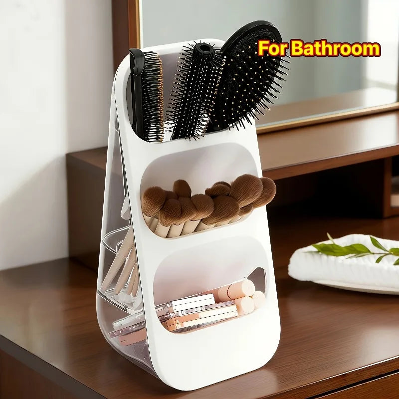 1 PCS Desktop Makeup Brush Storage Box Large Capacity Countertop Storage Rack Suitable for Dressing Tables Bedrooms Office Desks