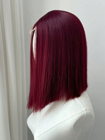 Ashely Bob Red Lace Front Wigs for Women Short WINE RED Bob Wig Middle Part Synthetic Hair Wigs Heat Resistant Cosplay Hair Wigs