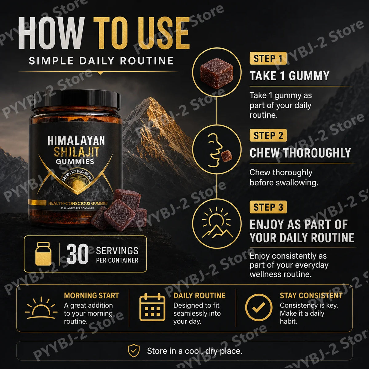 Shilajit Gummies Support Energy and Vitality Berry Flavor with Pomegranate & Honey ExtractDaily Wellness Support 30 Gummies