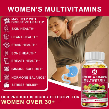 Multivitamin For Women Capsules Support Hormone Balance, Skin, Heart, Brain, Bone, Immune Health