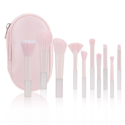 New Mini Makeup Brush Set 10PCS Eyeshadow Loose Powder Brush Travel Portable Soft Hair Makeup Tools Christmas Gift