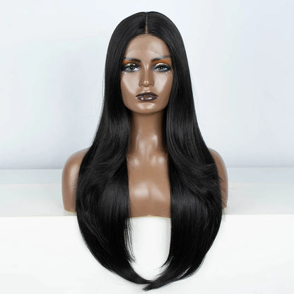 Synthetic Lace Front Wig  Straight part Baby hair Layered Wig Blonde  Wigs For Women With Bang Cosplay Wig synthetic Lace Wig