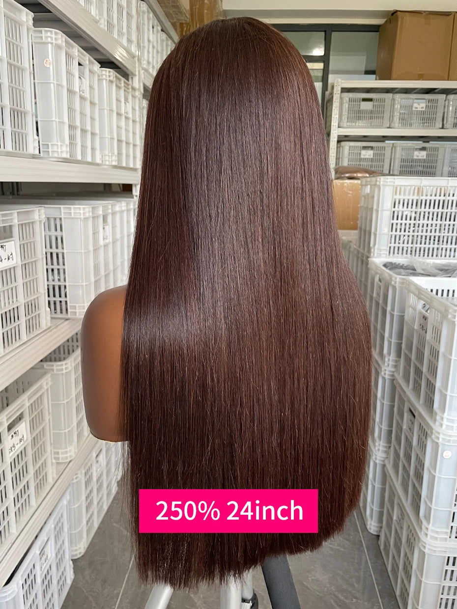 20 22 24 Inch 5x5 Transparent Bone Straight #2 Color 13x4 13x6 Lace Frontal Wig 250 Density Vietnamese Human Hair Wigs For Women