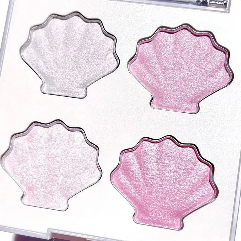 Shell Fairy Pearlescent Eyeshadow Palette Aurora Peach Shimmer Sparkling Sequins Pearl Eyeshadow Highlighter Bright Shiny Makeup