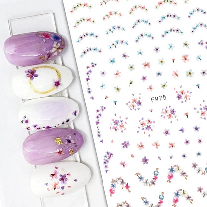 1pcs Sakura Flower 3D Nail Stickers White Cherry Blossom Nail Art Decals Spring Summer Adhesive Slider Decor Wedding Manicure