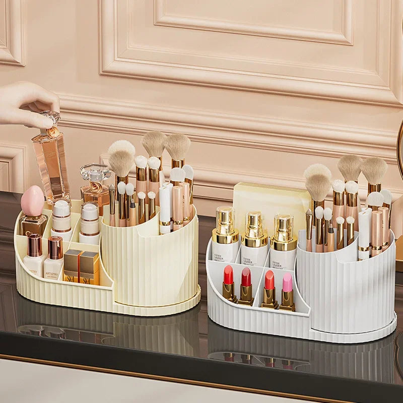 360° Rotating Makeup Organizer, Large Capacity Cosmetic Storage Caddy for Lipsticks & Makeup Brushes, Bedroom Vanity Counter