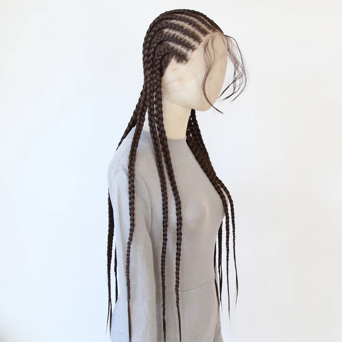 Black Braided Wigs Synthetic Full Lace Wig Glueless Full Lace Synthetic Wig Heat Resistant Fiber Wig for Women Daily Wear