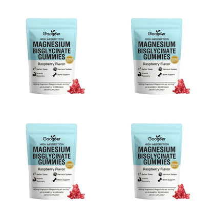 Magnesium Bisglycinate Gummies400mg Raspberry Flavor Supports Bone Health& Muscle Function Dietary Supplement for Adults60 Count