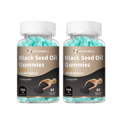 Black Seed Oil 500mg Per Serving - Premium Nigella Sativa Blackseed Gummies for Skin & Immune Support, Non GMO