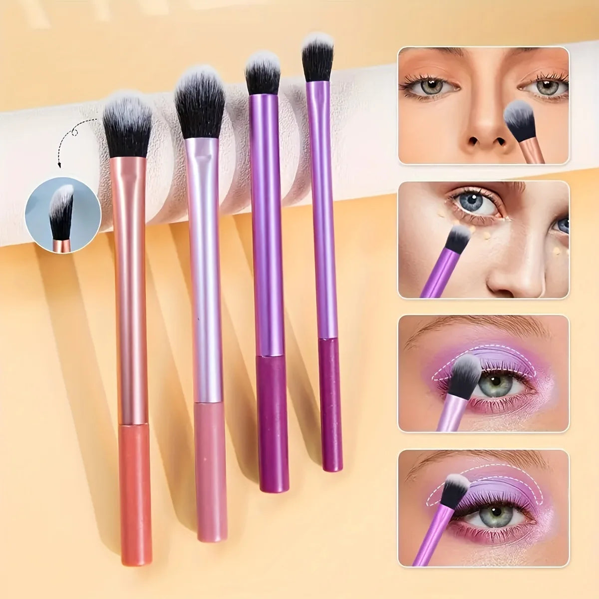 8 PCS Long‑Handle Makeup Brush Set, Multi‑Color Ultra‑Soft Brushes, Powder Blush Eyeshadow Brushes for Beginners
