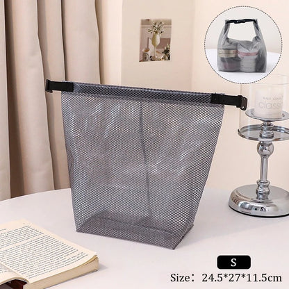 Large Capacity Waterproof Makeup & Toiletry Bag Portable Handheld Cosmetic Organizer Pouch Travel Storage Bag with Button