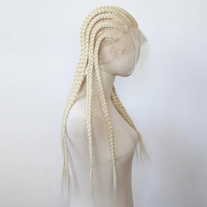 Black Braided Wigs Synthetic Full Lace Wig Glueless Full Lace Synthetic Wig Heat Resistant Fiber Wig for Women Daily Wear