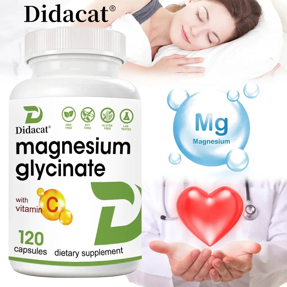 Magnesium Glycinate 1000 Mg, 120 Veggie Capsules - Highly Purified Trace Mineral for Muscle, Joint, Heart and Digestive Health