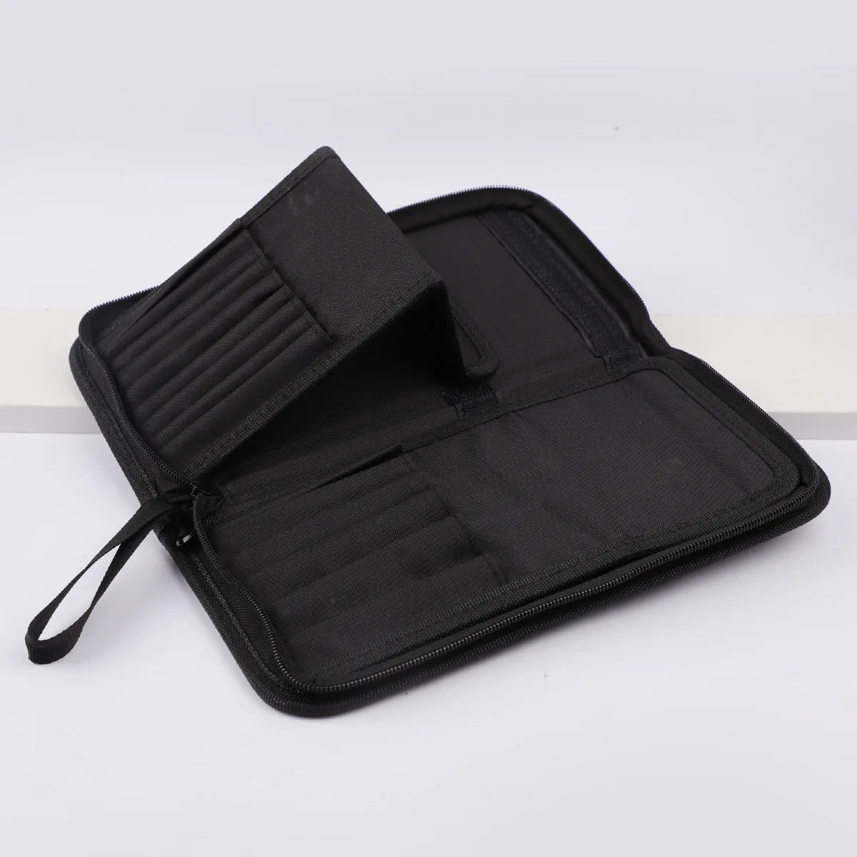 Large Black Foldable Makeup Bag 14-40 Hole Storage Organizer for Beauty Brushes Cosmetic Pouch with Handles