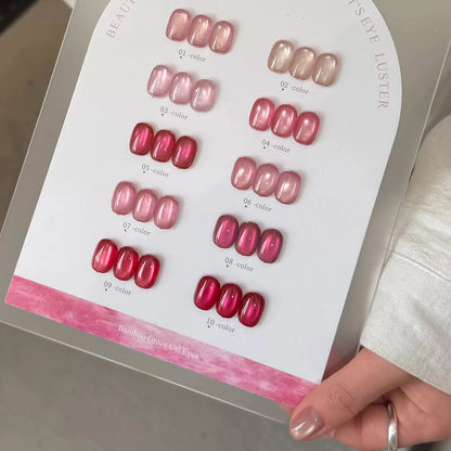 1-12pcs PSK New Whitening Strawberry Cat Eye Gel Nail Polish 2026 Super Glitter Whitening Red Glass Bead Nail Art Pink Nails
