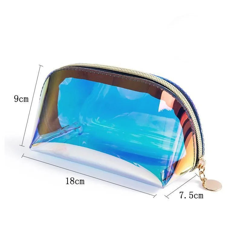 Transparent Pretty Makeup Bags Fashion Laser Travel Cosmetic Bag Toiletry Brush Bags Organizer Necessary Case Wash Make Up Box