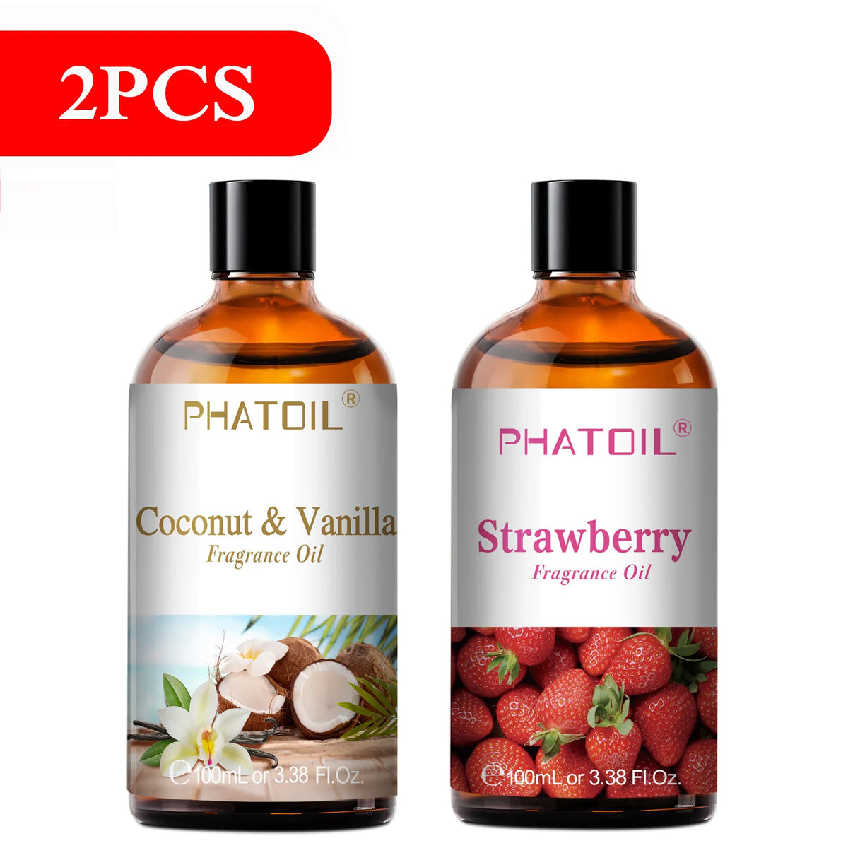 PHATOIL 2/3pcs 100ml Fruit Fragrance Oil For Aromatherapy Coconut & Vanilla Lime Mango Strawberry Cherry Aroma Essential Oils