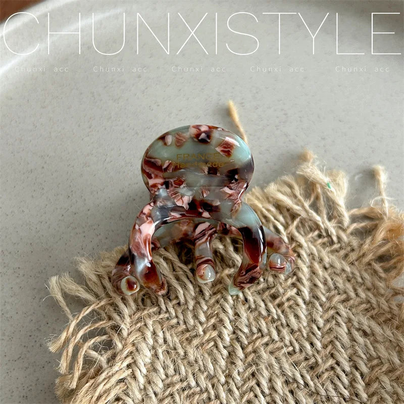 3.5CM Elegant France Acetate Leopard Hair Claw Small Size Sweet Style Hair Clip Shark Clip Women Hair Accessories Headwear