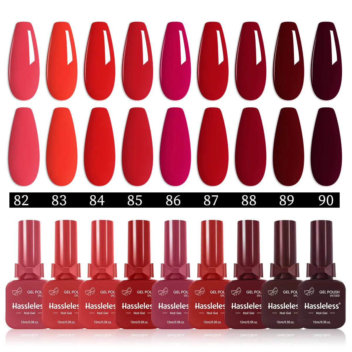 Hassleless 9-Piece Red Nail Polish Set, Presented in a Bow-Shaped Glass Bottle, Creates a Natural, Healthy Red Nail Polish. Quic
