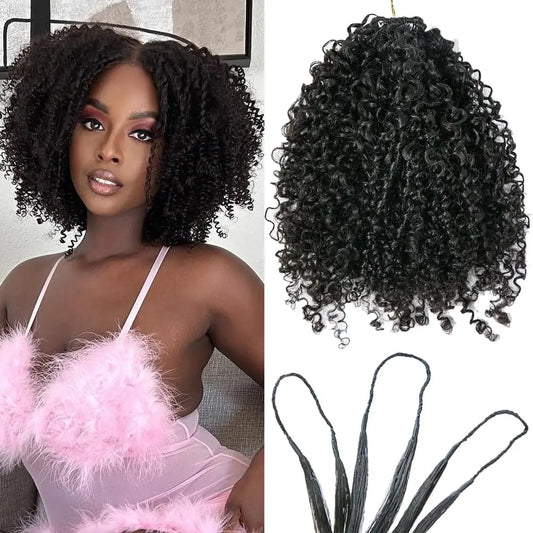 120g 240g Afro Kinky Curly Crochet Human Hair Knotless Pre-Separated Crochet Feather Hair Extensions Curly 100% Human Hair