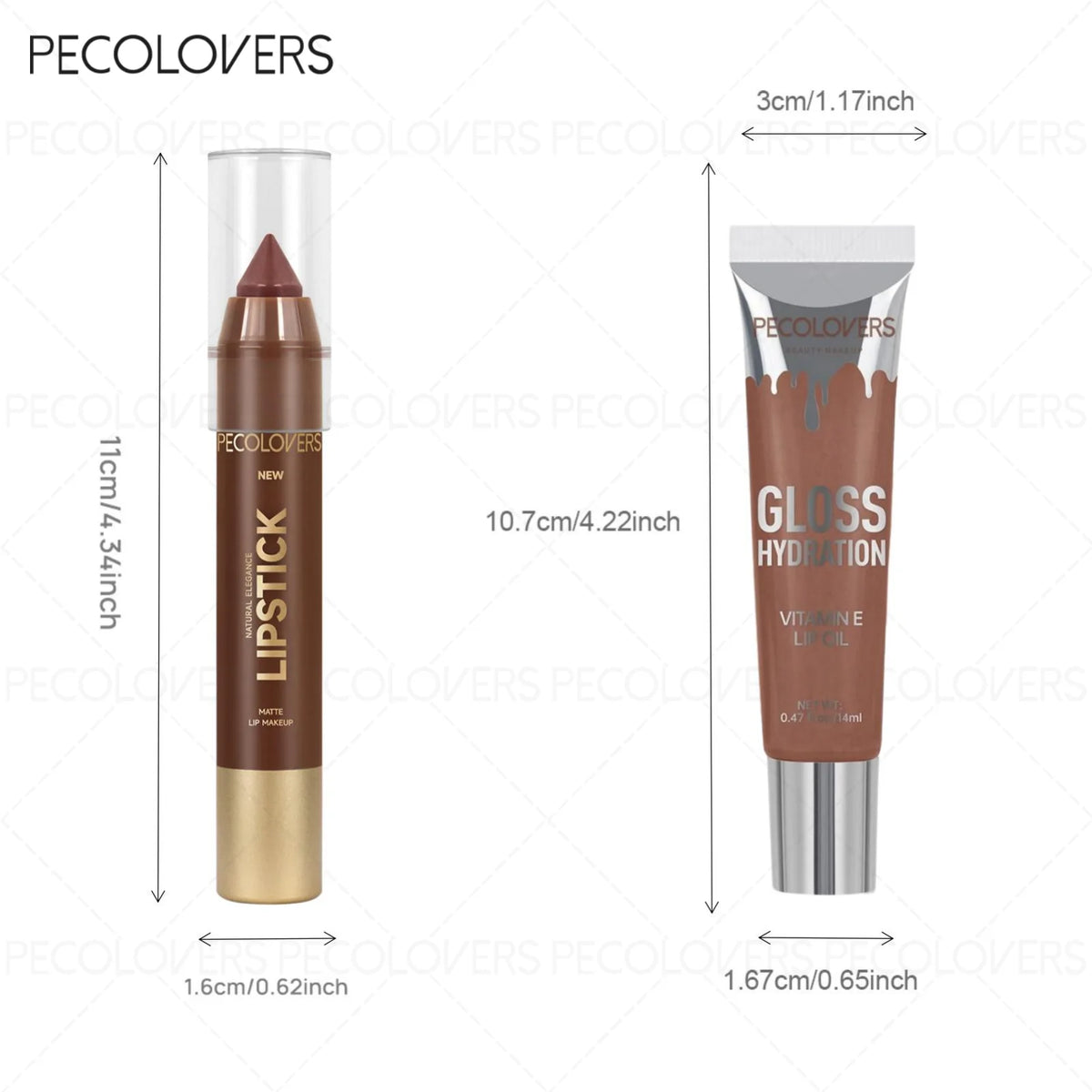 2PCS/Set Lip Liner and Gloss Duo Smooth and Hydrating - Offers Long-Lasting, Vivid Color with A Moisturizing Shine Suitable for Various Looks
