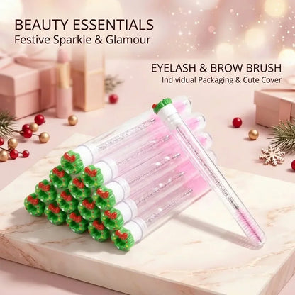 10pcs Christmas Eyelash Eyebrow Brush Precision Lash Comb Spoolie Extension Tool Ultra-Fine Makeup Brush Holiday Gift for Women