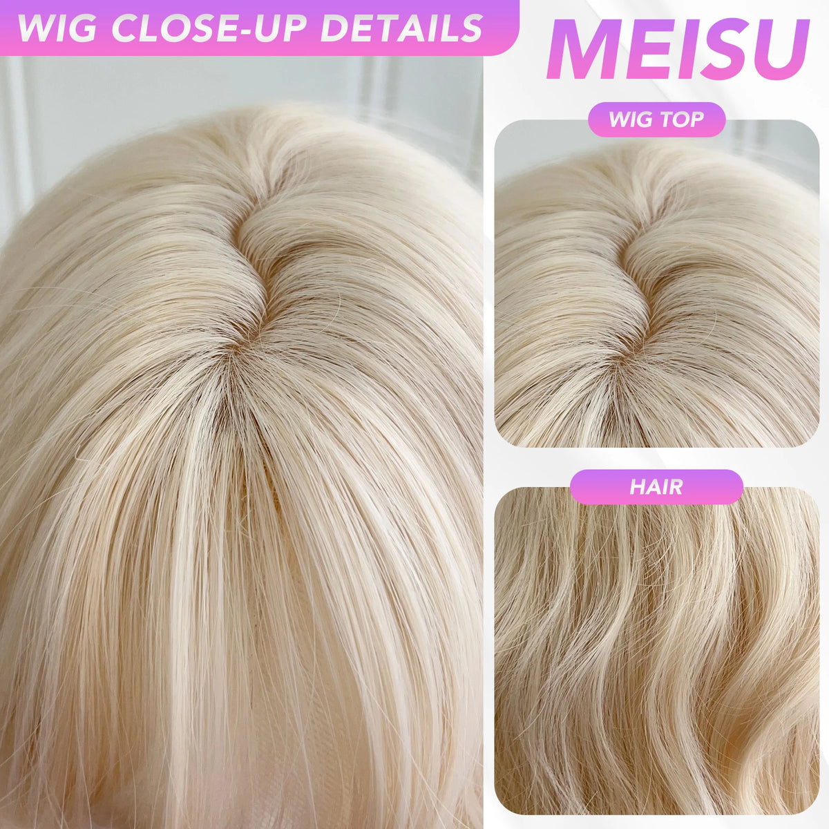 MEISU 12 Inch Short BOBO Wig Golden Synthetic Curly Wave Layered Wigs Fiber Heat-resistant Party or Cosplay Selfie For Women
