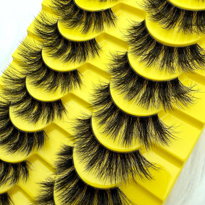 10 Pairs Faux Mink Lashes Fluffy False Eyelashes Full Wispy Lashes 8D Volume Curly Fake Eyelashes