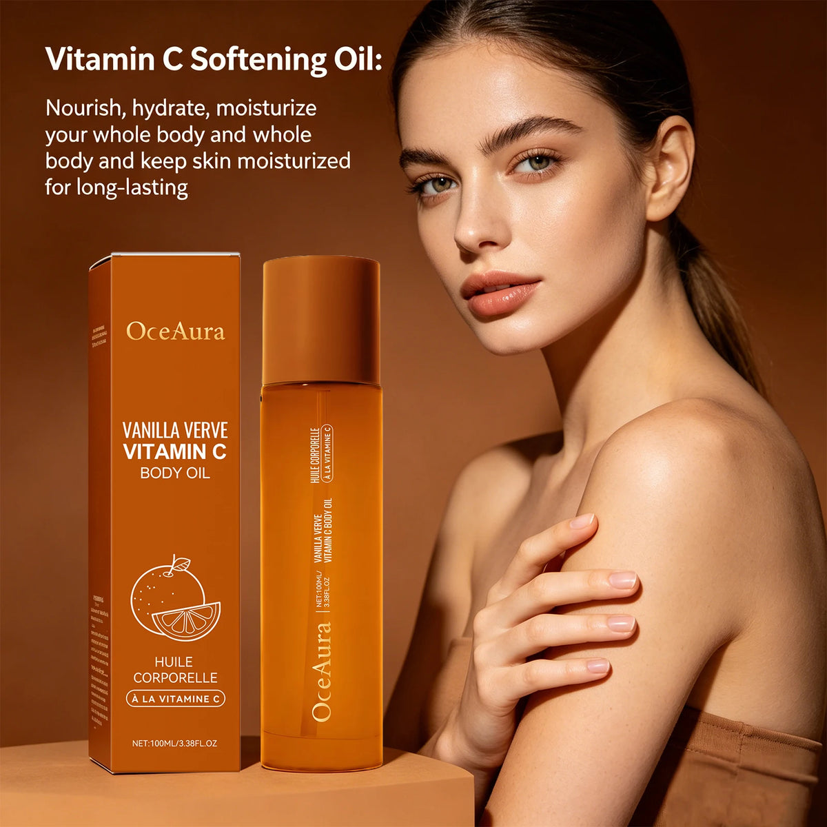 Vitamin C Body Oil Deeply Hydrates and Nourishes Skin Antioxidant Restores Dry Skin Body Massage Essential Oil