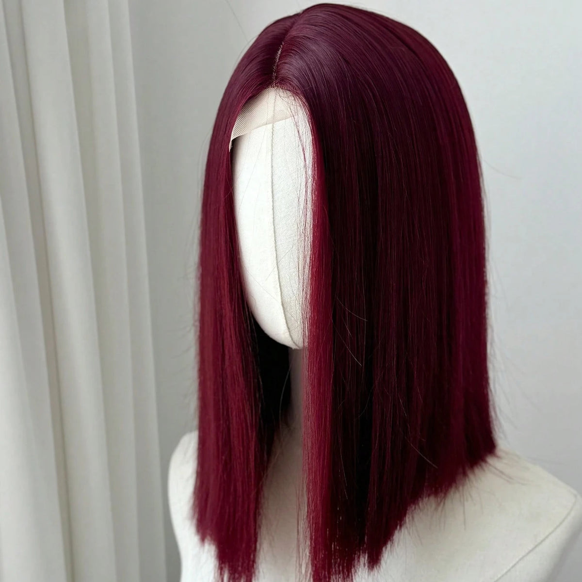 Ashely Bob Red Lace Front Wigs for Women Short WINE RED Bob Wig Middle Part Synthetic Hair Wigs Heat Resistant Cosplay Hair Wigs