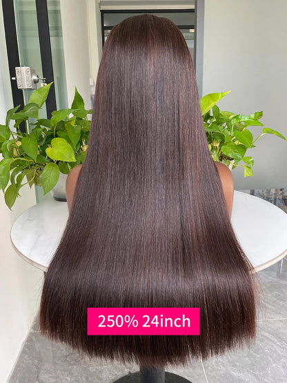 20 22 24 Inch 5x5 Transparent Bone Straight #2 Color 13x4 13x6 Lace Frontal Wig 250 Density Vietnamese Human Hair Wigs For Women
