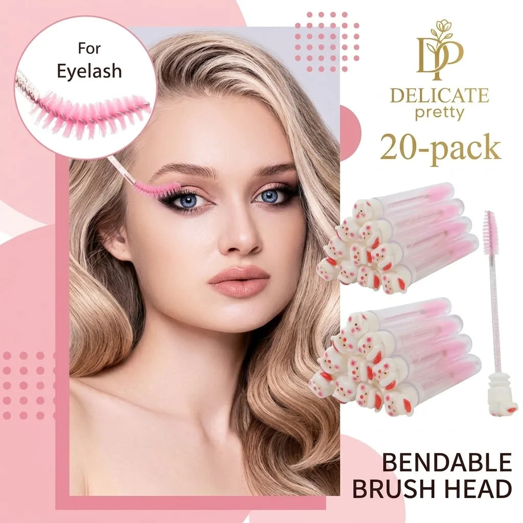 20Pcs Christmas Mascara Wand Eyelash Brushe Spoolies Eye Lash Extension Tool Makeup Accessories Xmas Gift for Women Random Style