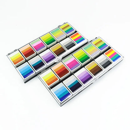 Professional Body Art 12 Colors Pastel Neon UV Color Rainbow Split Cake Face Paint Palette for Halloween Christmas
