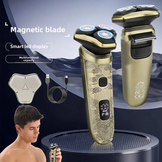 Men's Electric Shaver Professional Shaver with 3-Blade Cutting System Reciprocating Waterproof Shaver USB Charging Beard Trimmer