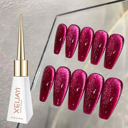 10ml Shiny Rose Red Magnetic Cat Gel Nail Polish Glitter Silk Crystal Cat Eye Gel Nail Polish Shiny Diamond Soak Off UV Gel Varn