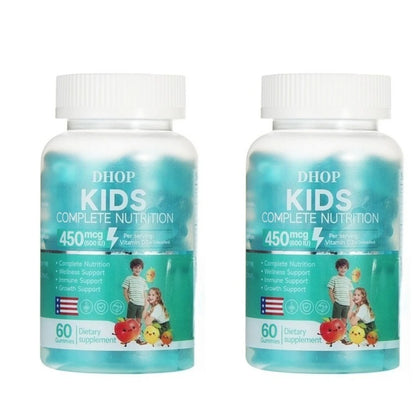 Kids Multivitamin Gummies, Vitamin A C D3 B Complex Zinc Iodine, Support Immune Healthy Growth, Pectin Gluten Free, 60 Gummies